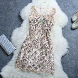 Stylish Beaded Sequined The Evening Dress