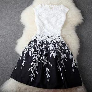 Leaves Stitching Lace Embroidered Dress