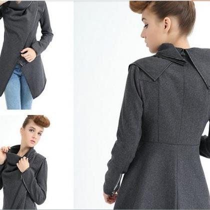 Black Mid-length Women's Children's Woolen Coat In Trendy Fashion Winter Casual Temperament Woolen Coat