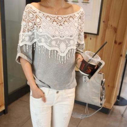Leisure Time Fashion Lace Hollow T-shirt