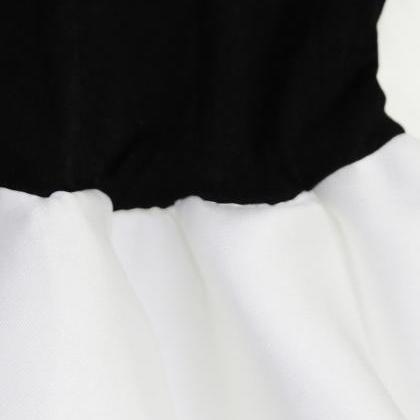 Suspenders Black And White Stitching Color Skirt