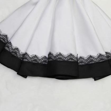 Suspenders Black And White Stitching Color Skirt