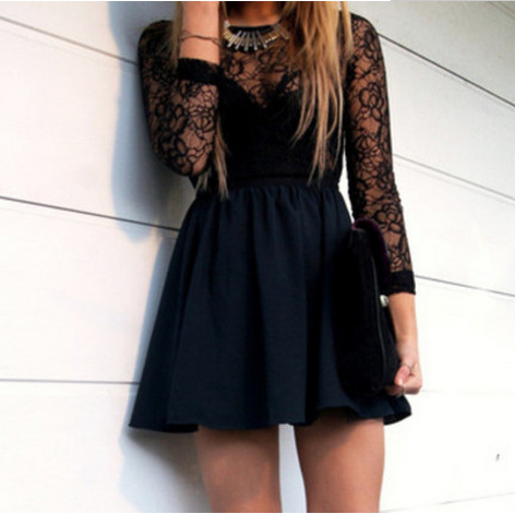 !! Black Lace Hollow Backless Dress,party Dress